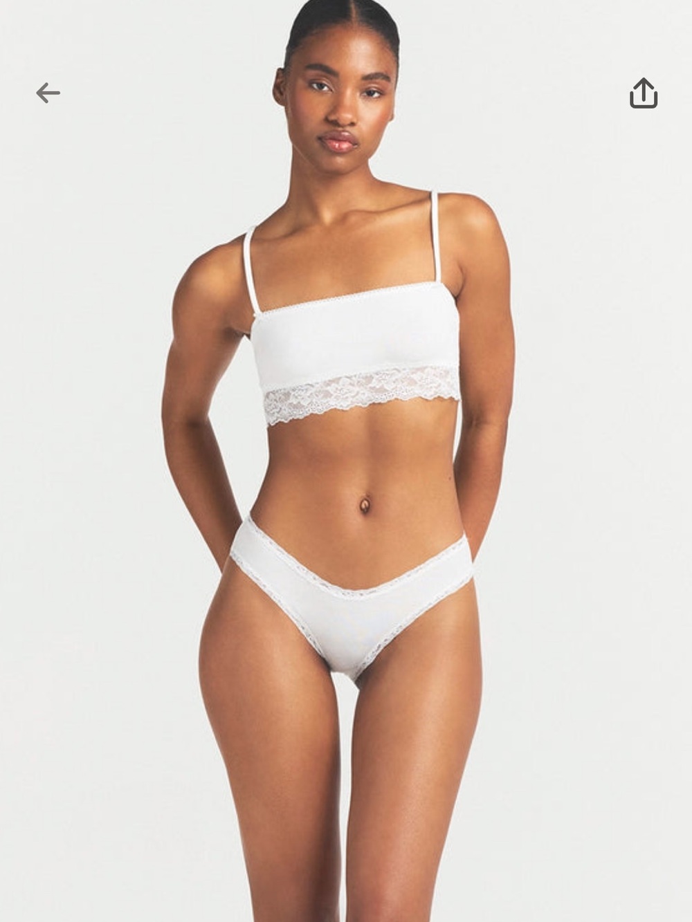 SKIMS Lightweight Cotton
Straight Neck Bralette in Snow